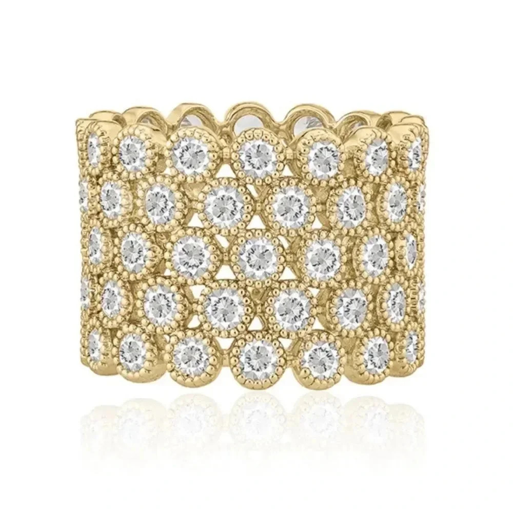 ZAXIE "UP FOR A RAISE" GOLD TONE BEZEL SET MULTI STONE RING SIZE 6